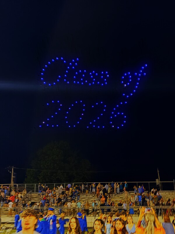 Drones in the sky create "Class of 2026" in the sky