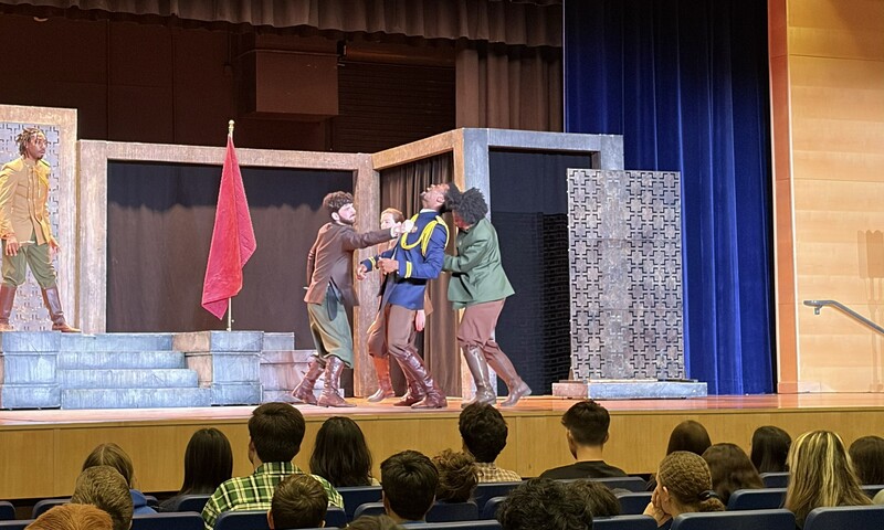 Actors depict the attack on Julius Caesar