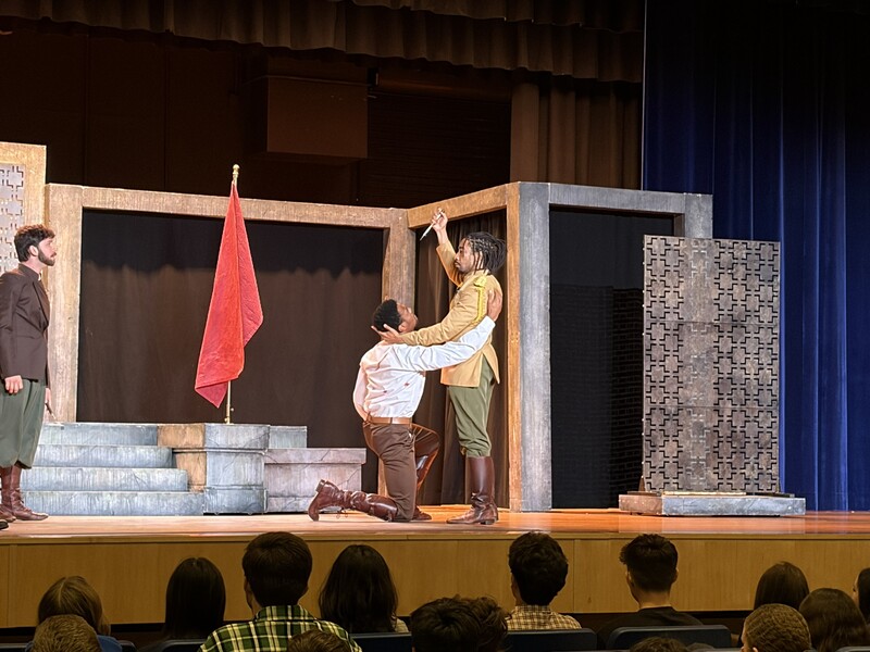 Actors depict the attack on Julius Caesar