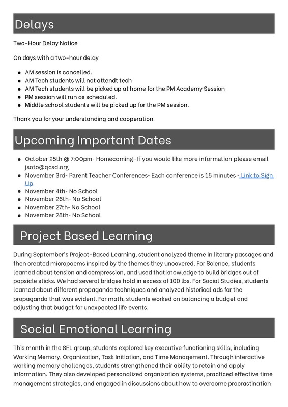 Academy October Newsletter
