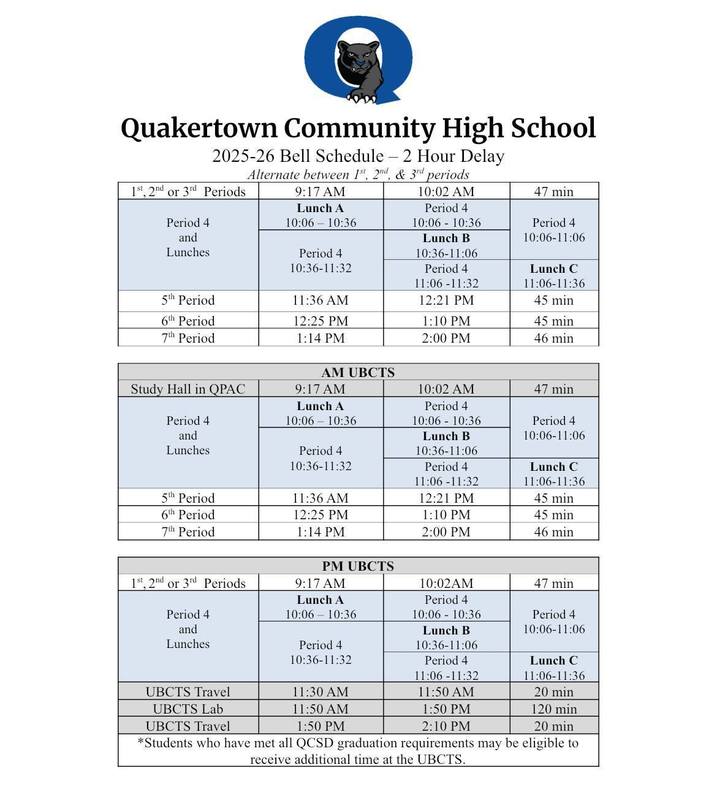 2-hour delay schedule