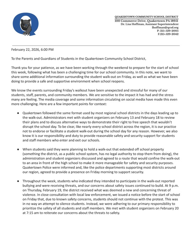 Community Letter - 2.22.26