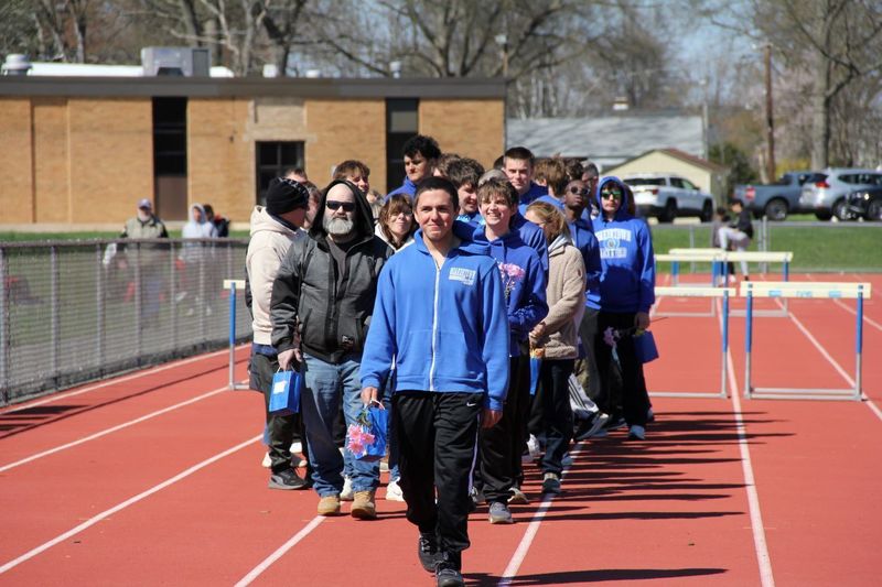 Senior Jordan Dutcher celebrated at Boys Track and Field Senior Night.