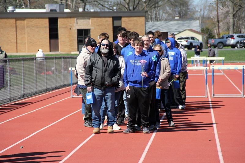 Senior Jackson George celebrated at Boys Track and Field Senior Night.