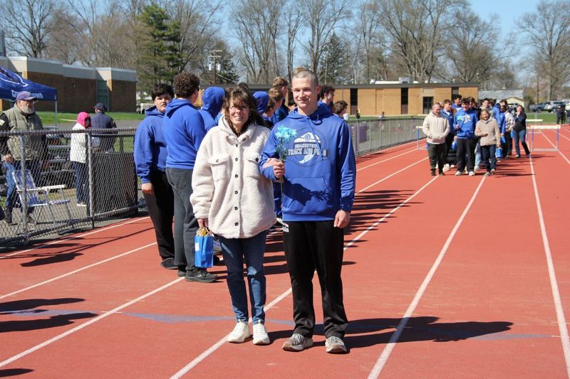 Senior Josiah Hickey celebrated at Boys Track and Field Senior Night.