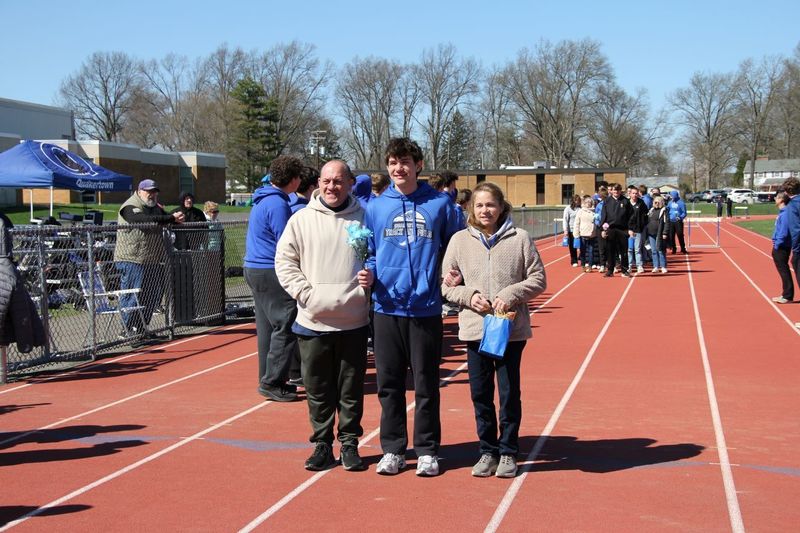 Senior Adam Jones celebrated at Boys Track and Field Senior Night.