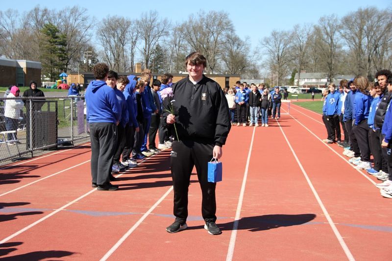 Senior Patrick Lokay celebrated at Boys Track and Field Senior Night.
