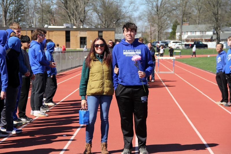 Senior Kaiden Reich celebrated at Boys Track and Field Senior Night.