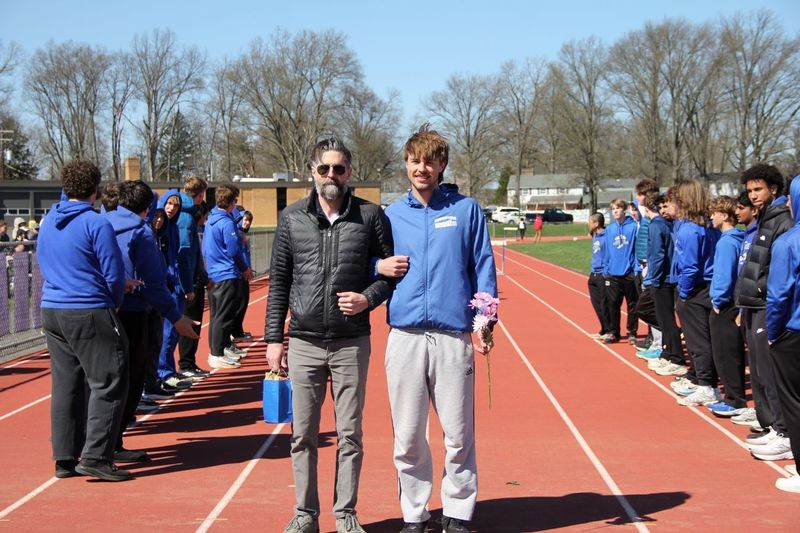 Senior Alex Rosen celebrated at Boys Track and Field Senior Night.