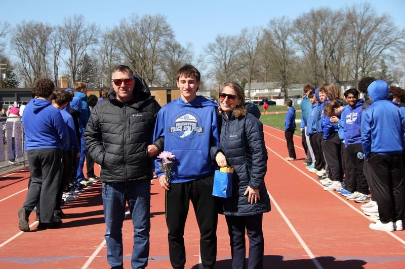 Senior Brayden Ruffner celebrated at Boys Track and Field Senior Night.