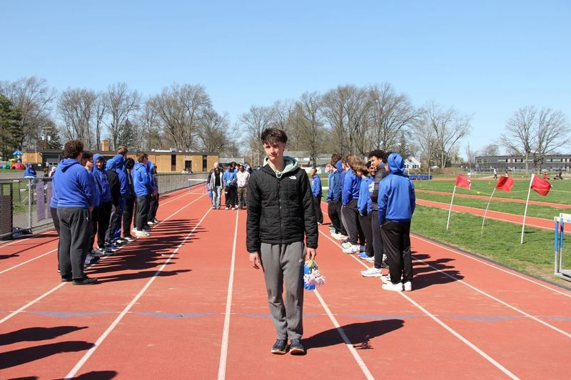 Senior Chris Schill celebrated at Boys Track and Field Senior Night.