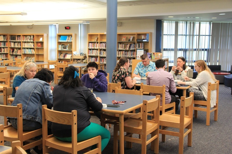 Teachers enjoy their breakfast
