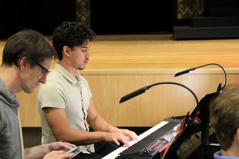 Student Wilson Martinez performs in the pit.