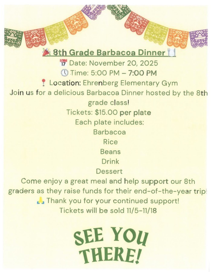 8TH GRADE BARBACOA DINNER!