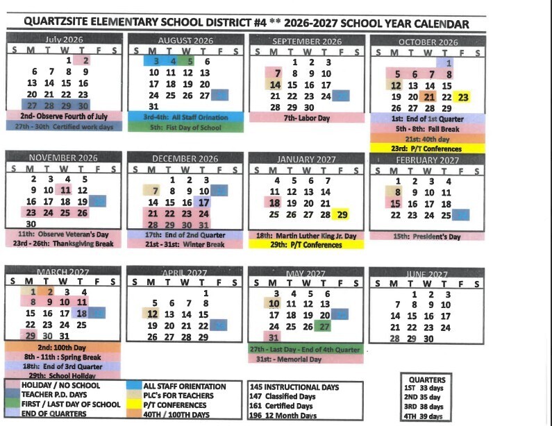 2026-2027 School Calendar