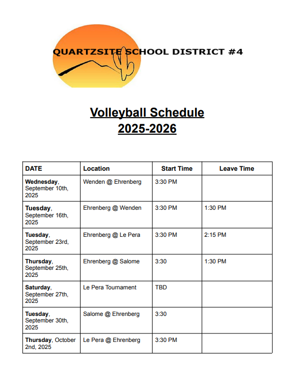 Volleyball Schedule