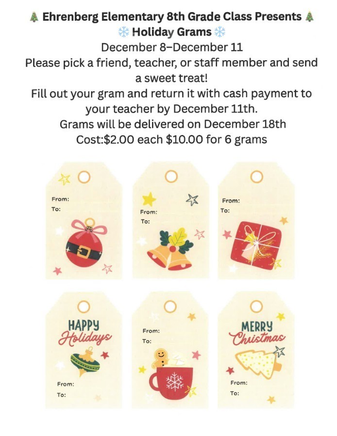 8th Grade Christmas Holiday Grams - SY 2025