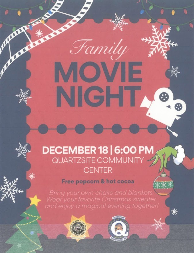 Quartzsite Community Center Movie Night 12-18-25