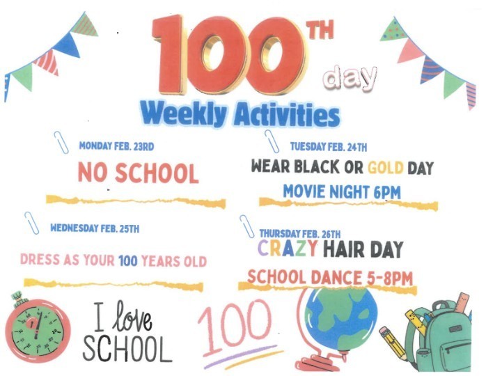 100th Day Week Events - Feb 23 - Feb 26, 2026
