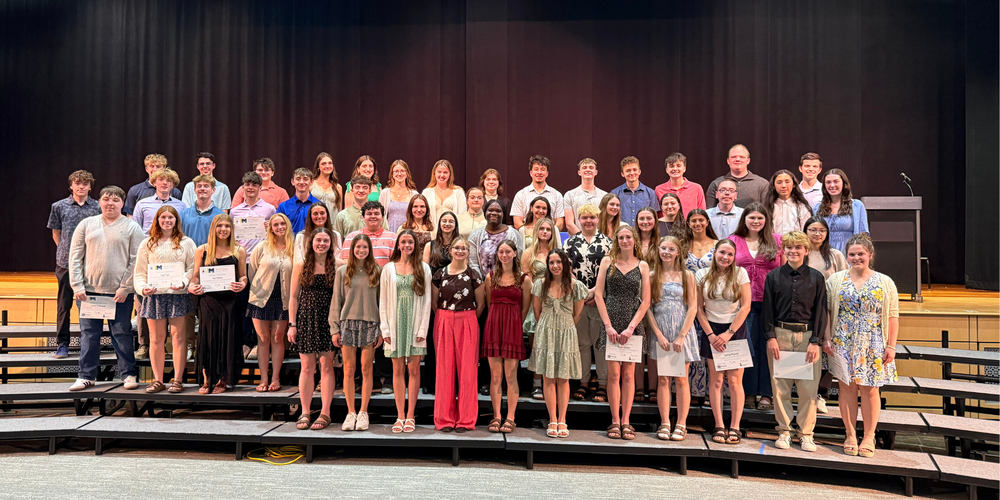 Students in the Tri-M Honor Society.