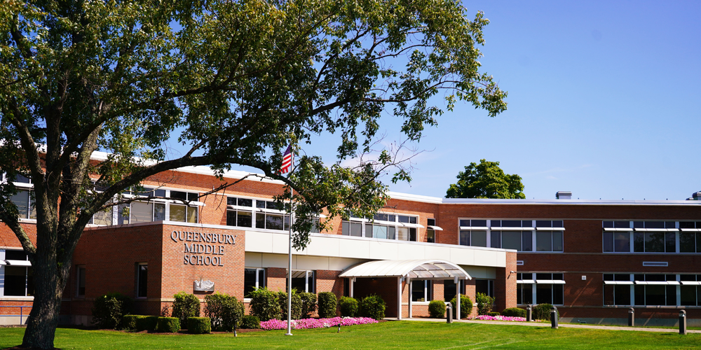 Outside front of Queensbury Middle School.