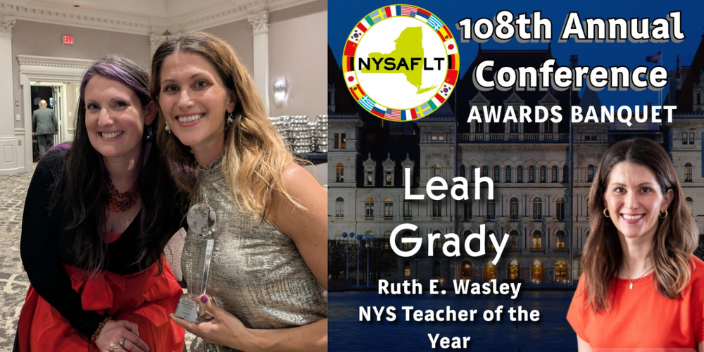 Photos of Leah Grady winning award.