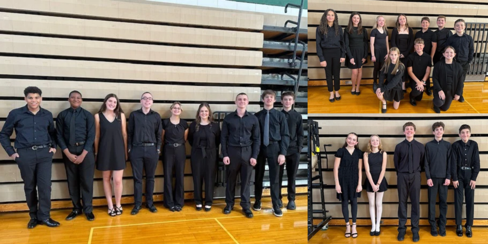 Three photos of students who attended All-County Band Festival.