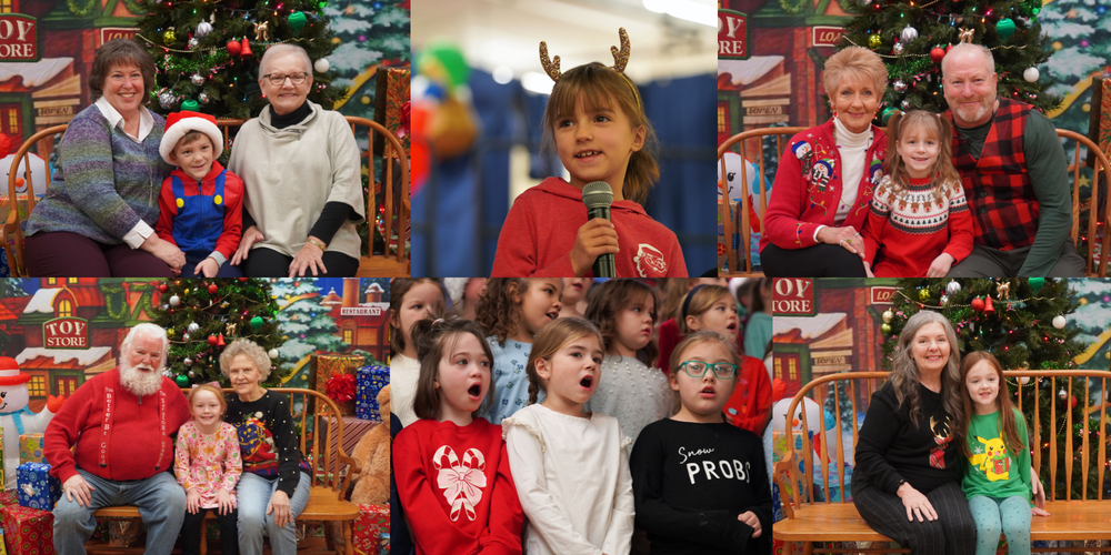 Photo collage of first-grade Grandparents Breakfast.