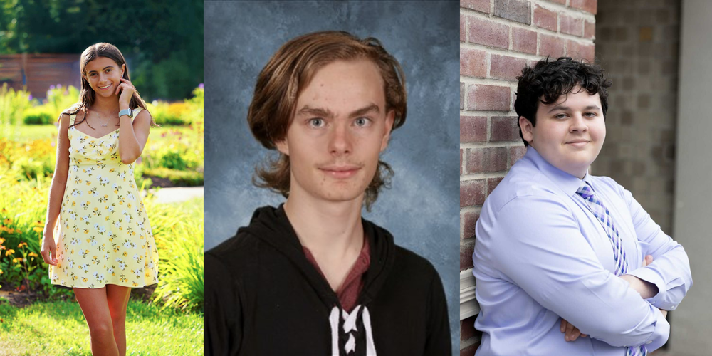 Photo collage of Ruby Janssen, left,  Rowan Pike and Carter Stanclift.