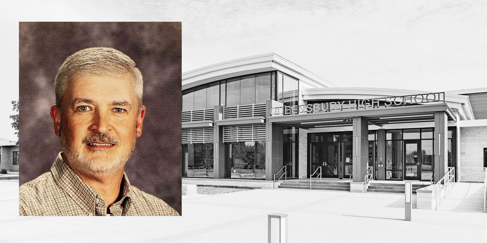 Photo collage of Marc Biddiscombe and Queensbury High School.