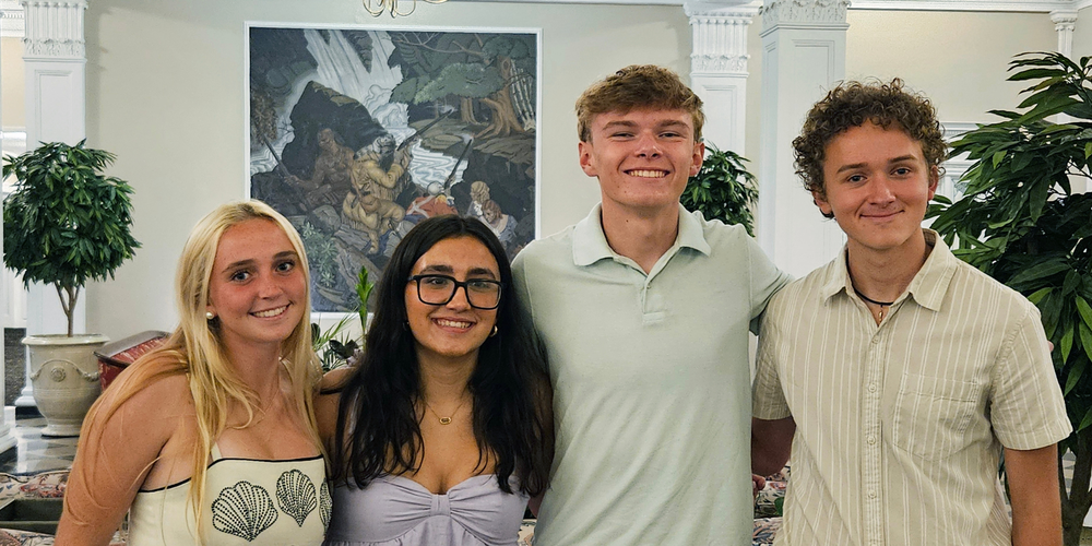Four QHS students at The Queensbury Hotel.