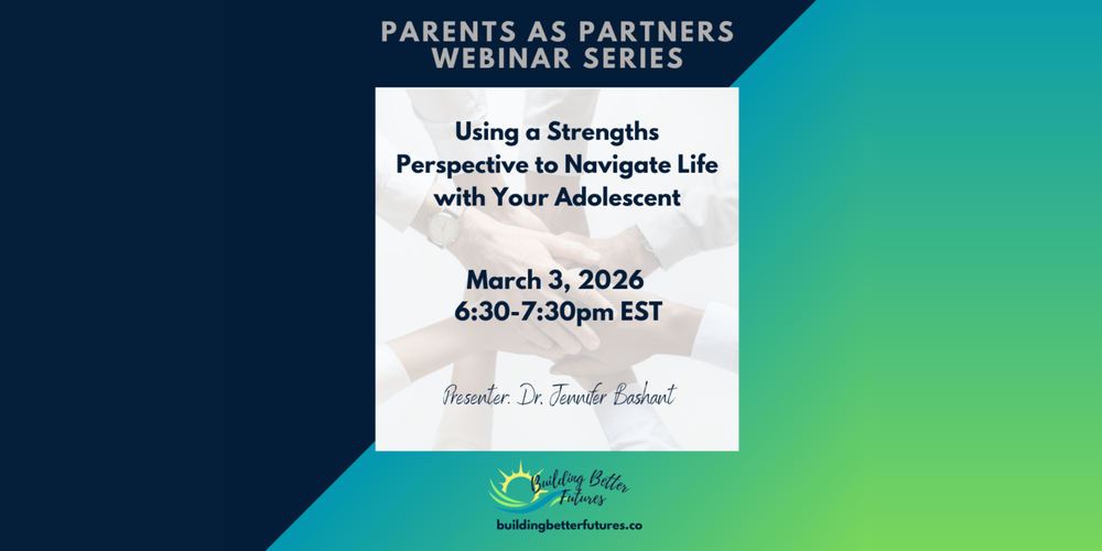 Flyer advertising a Parents as Partners webinar about navigating life with your adolescent at 6:30 p.m. March 3.