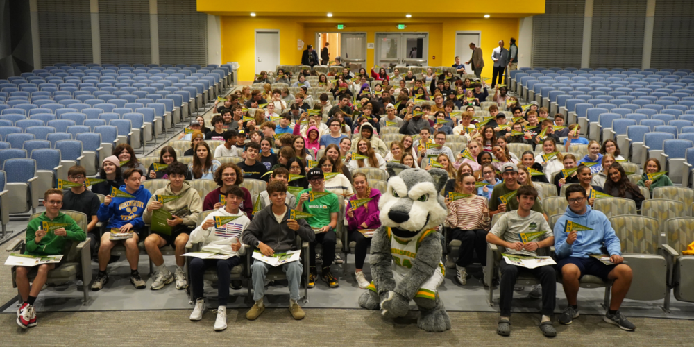The senior class poses for a photo after being directly admitted to SUNY Adirondack.