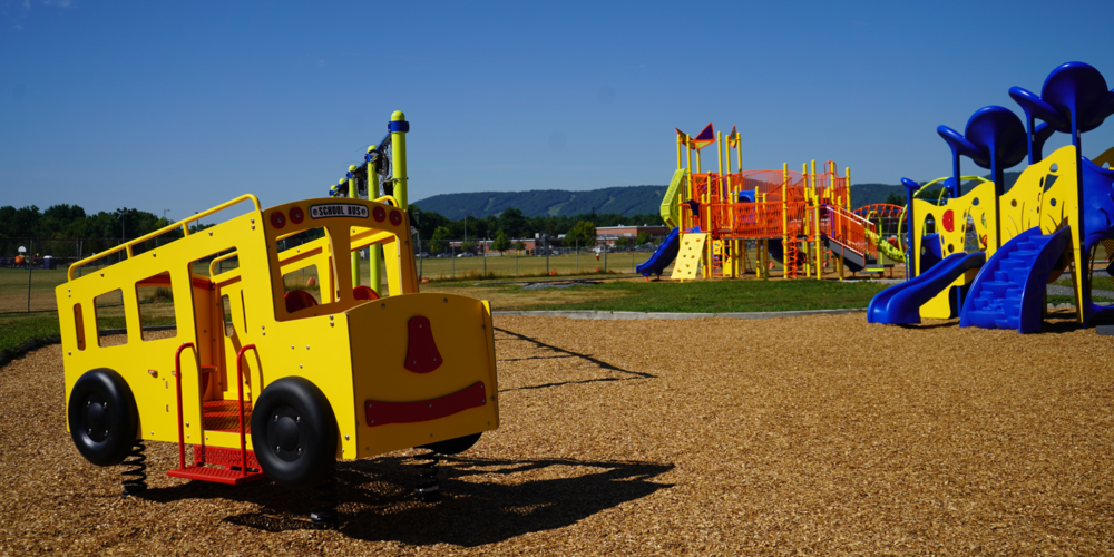 Photo of new QES playgrounds.