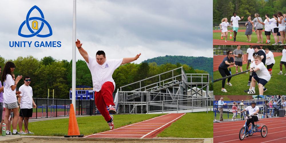 Collage of photos from the Unity Games along with the Unity Games logo.