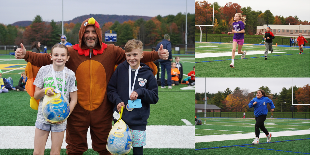 Photos of students running the Turkey Trot.