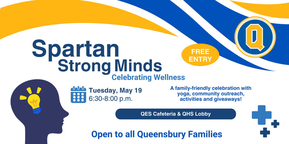 Flyer about a wellness event happening May 19 at Queensbury schools.