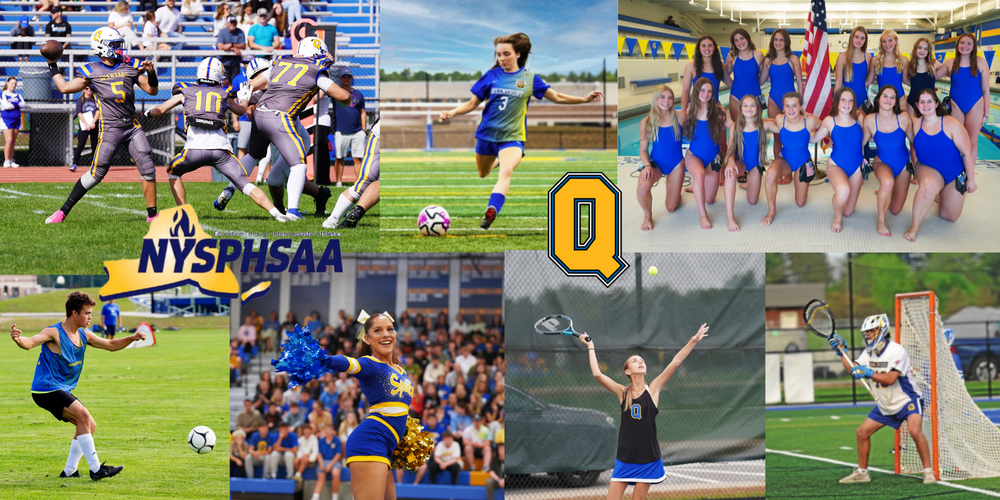 Photo illustration of fall athletics at Queensbury High School. 