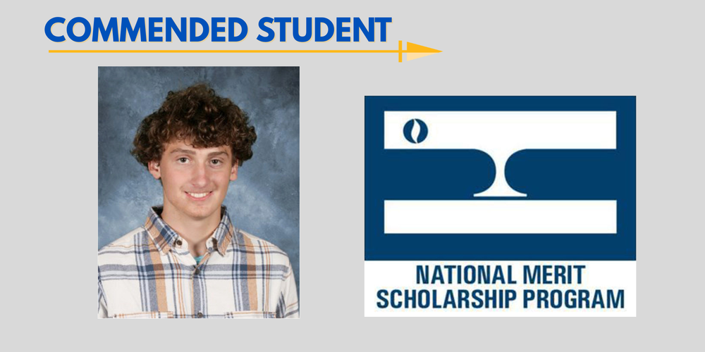 National Merit logo and photo of Timothy Portuese.