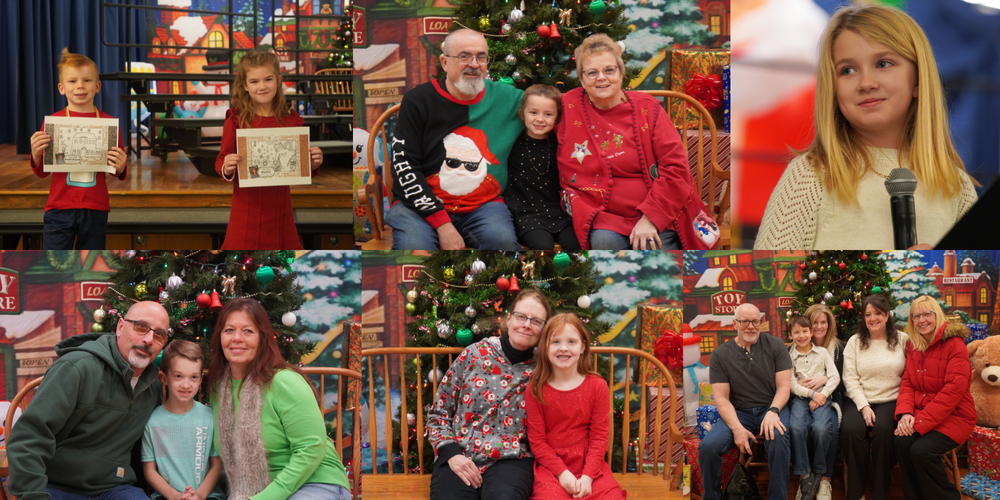 Photo collage of second-grade Grandparents Breakfast.