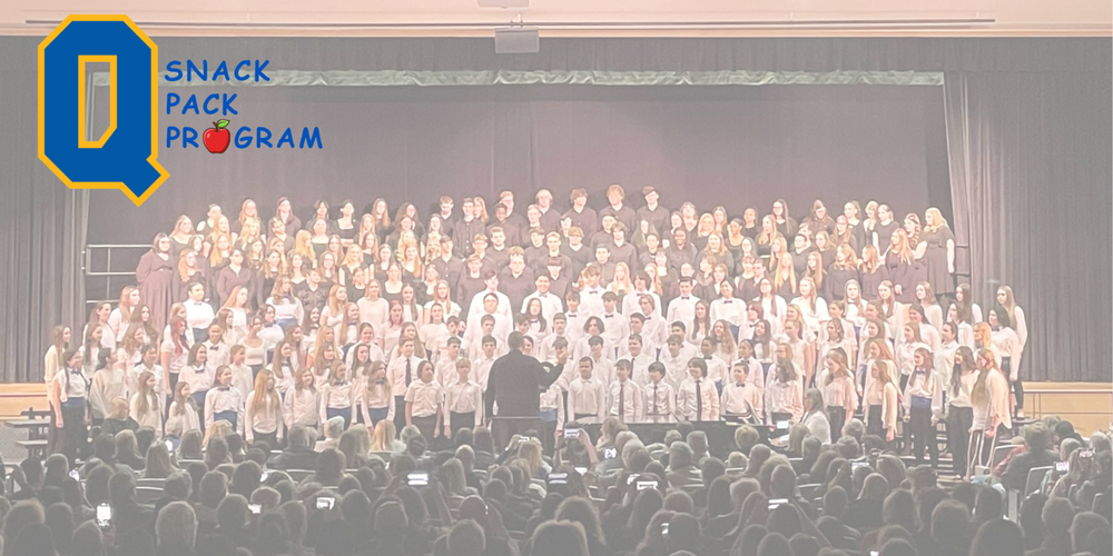 Photo of a chorus concert with the Snack Pack Program logo on top of it. 