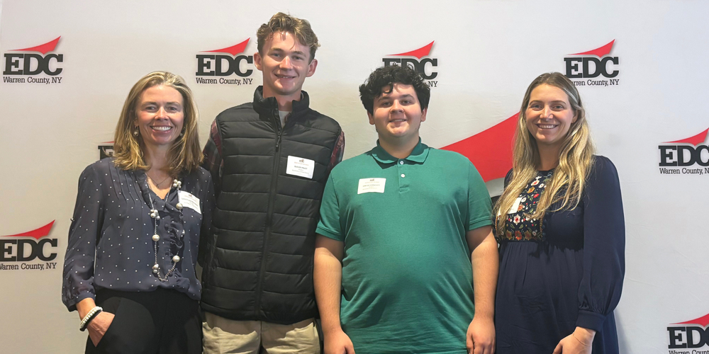 Sarah Hogan-Gauci, left, Oliver Pratt, Carter Stanclift and Kelly Close attend the Warren County EDC luncheon on Monday, Oct. 27, 2025.