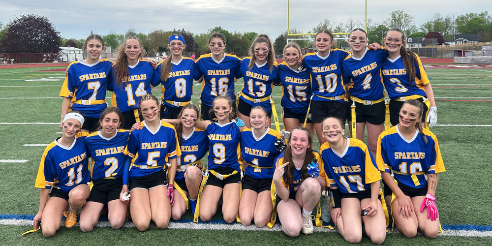 Modified girls flag football team. 