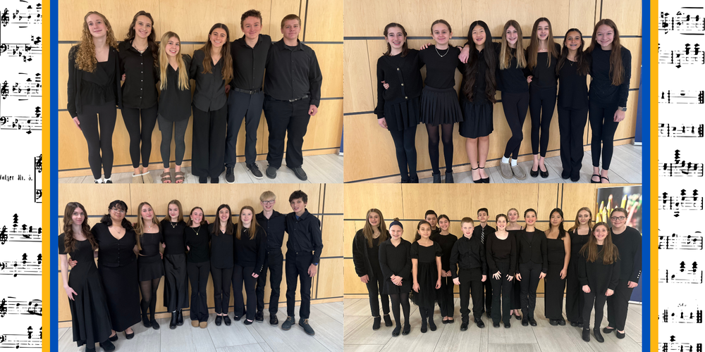 Photo collage of students who attended All-County Orchestra and Jazz Festival.