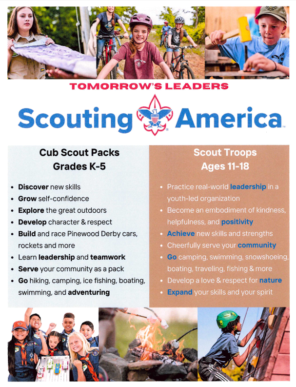 Flyer about Scouting America. 