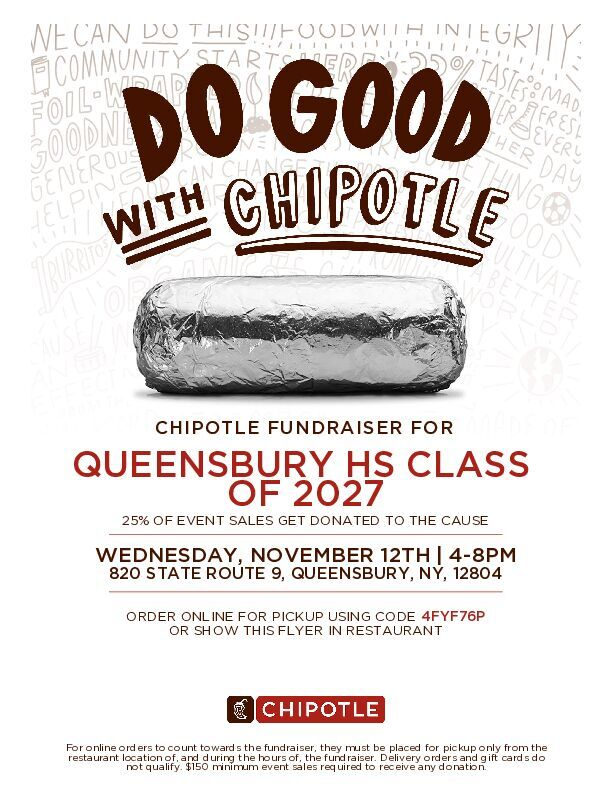 Flyer about a prom fundraiser at Chipotle.