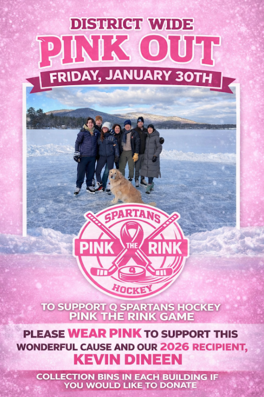 Flyer about the Pink the Rink hockey game at 7:15 p.m. Friday, Jan. 30.