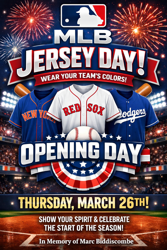 Thursday, March 26 is MLB Jersey Day on campus in memory of QHS teacher Marc Biddiscombe. Show your spirit by wearing your team's colors.