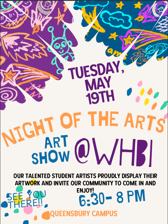 Flyer about WHBI Art Show from 6:30-8 p.m. May 19.