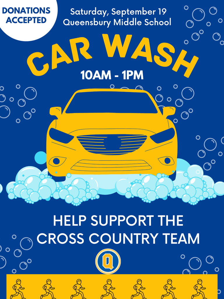 The QMS cross country team will hold a car wash at Queensbury Middle School from 10 a.m. to 1 p.m. Saturday, Sept. 19. Donations accepted.